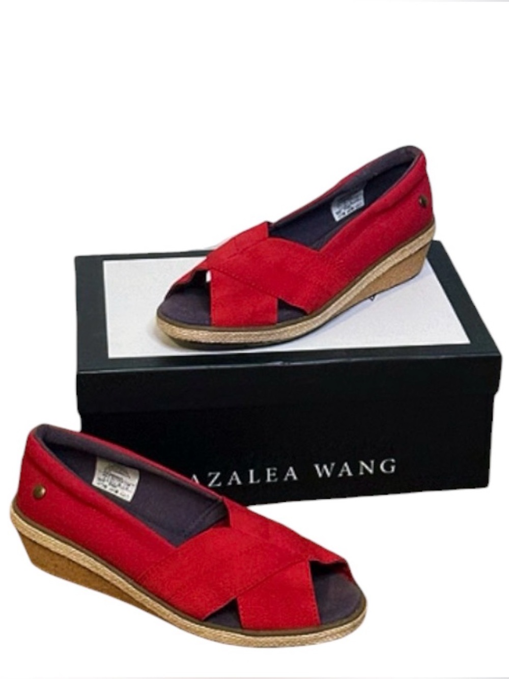 Grasshoppers Rare discontinued Red Cross‑Band Espadrille Wedge Sandals size 6